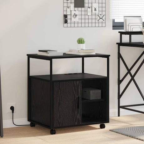Vidaxl kast met oplaadstation 61 x 46 x 67 cm bewerkt hout zwart eiken