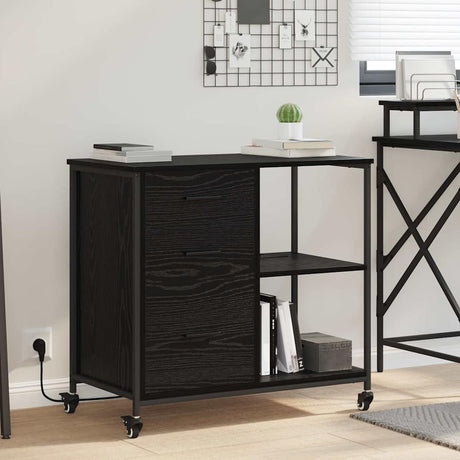 Vidaxl kast met oplaadstation 76 x 41 x 72 cm bewerkt hout zwart eiken