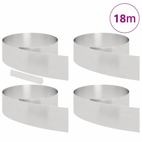 Vidaxl tuinrand 4 pcs zilver 450 x 0.05 x 15 cm roestvrij staal