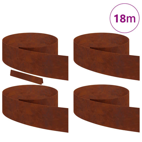 Vidaxl tuinrand 4 pcs roestig 450 x 0.05 x 15 cm cortenstaal