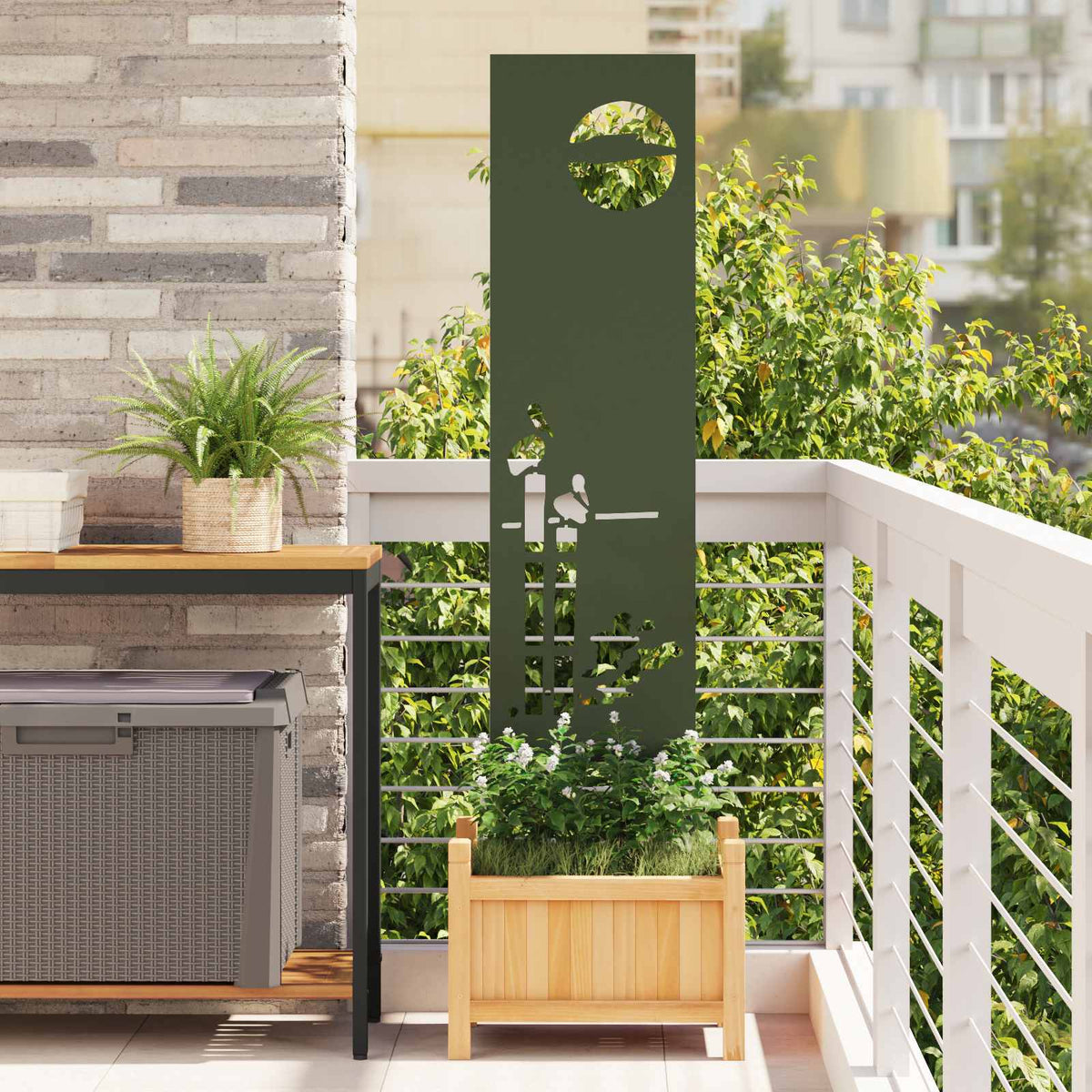 Vidaxl tuin privacy screen olijfgroen 32 x 140 cm koudgewalst staal