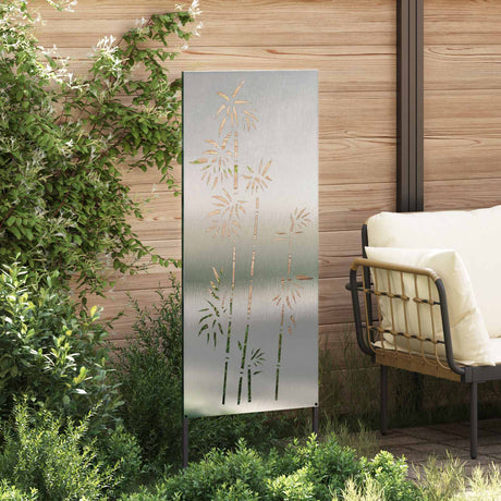 Vidaxl tuin privacy screen bloemen zilver 50 x 140 cm roestvrij staal