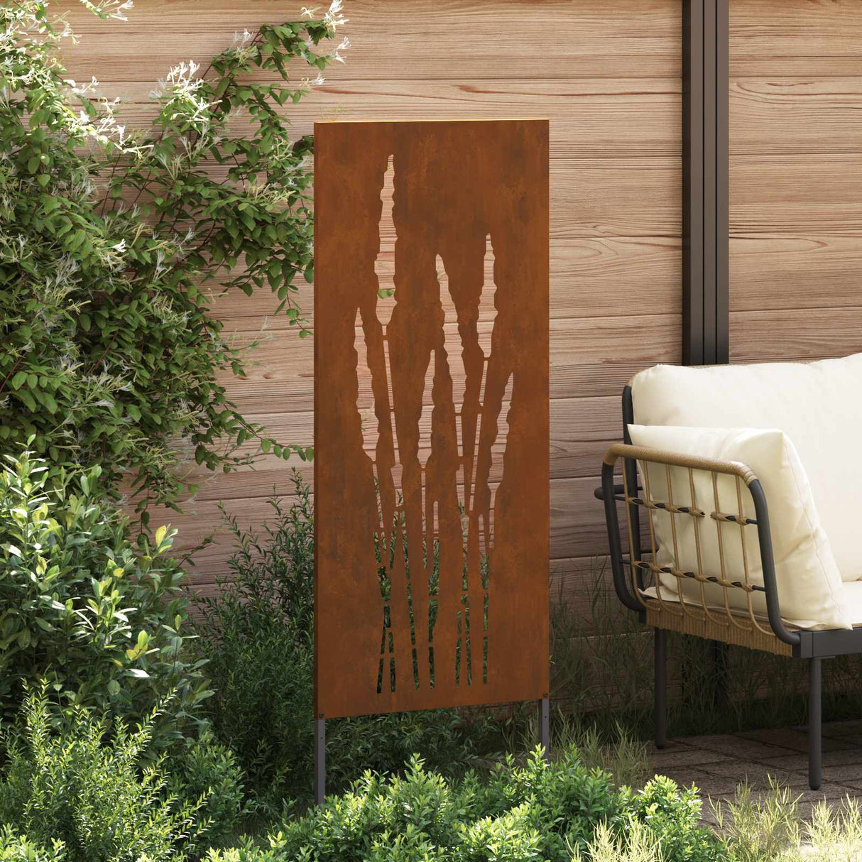 Vidaxl tuin privacy screen bloemen roestig 50 x 140 cm cortenstaal