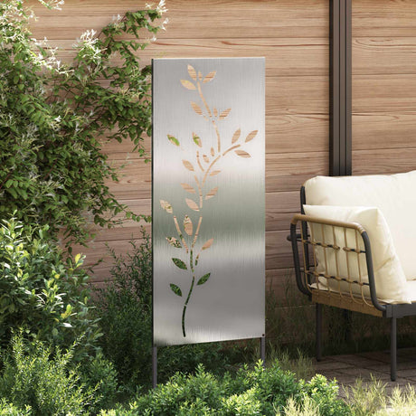 Vidaxl tuin privacy screen bloemen zilver 50 x 140 cm roestvrij staal