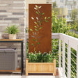 Vidaxl tuin privacy screen bloemen roestig 50 x 140 cm weervast staal