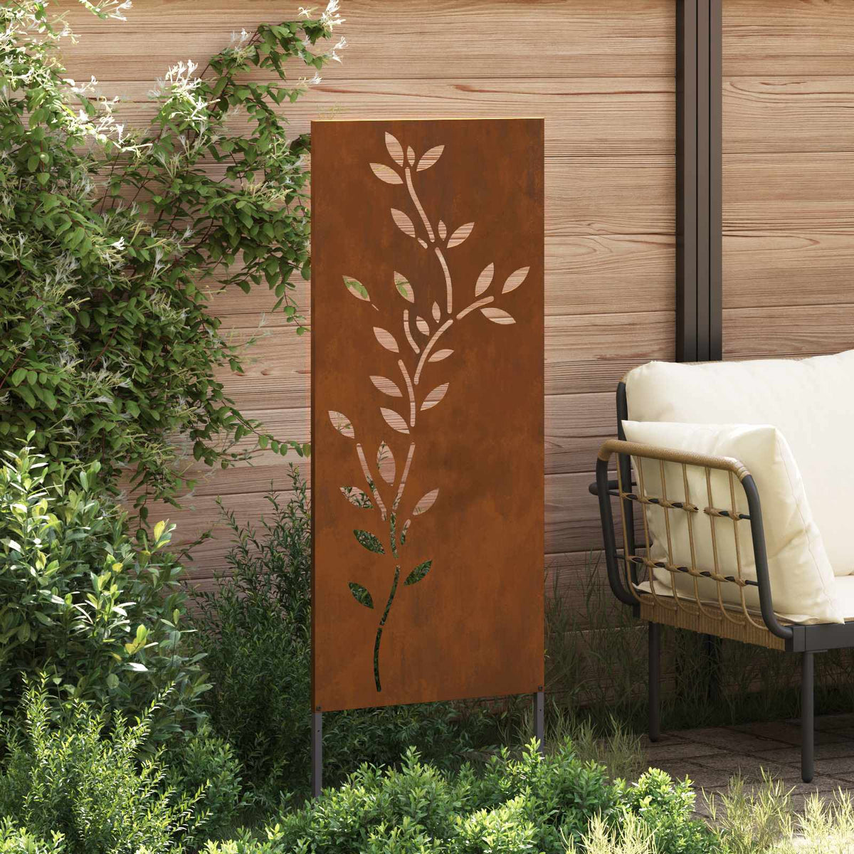 Vidaxl tuin privacy screen bloemen roestig 50 x 140 cm weervast staal