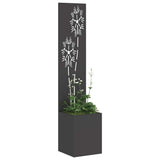 Vidaxl tuin privacy screen bloemen zwart 32 x 140 cm koudgewalst staal