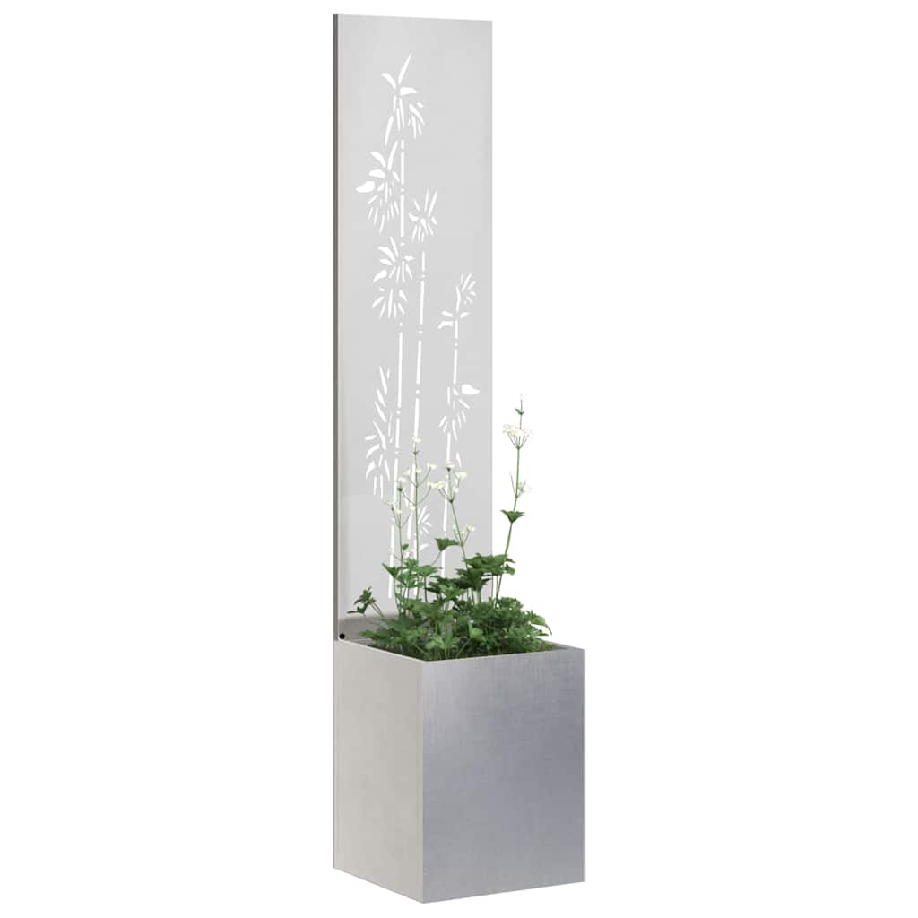 Vidaxl tuin privacy screen bloemen zilver 32 x 140 cm roestvrij staal