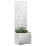 Vidaxl tuin privacy screen bloemen zilver 50 x 140 cm roestvrij staal