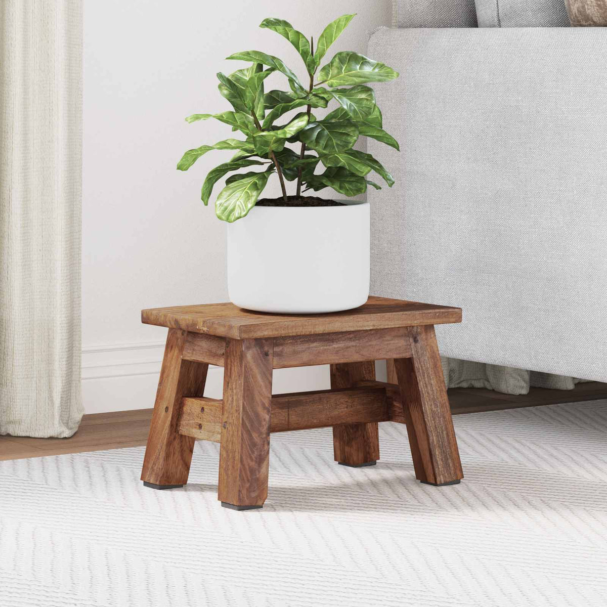 Vidaxl kruk naturel 30 x 20 x 20 cm mahoniehout