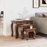 Vidaxl nesttafel 3 st bruin massief mahoniehout