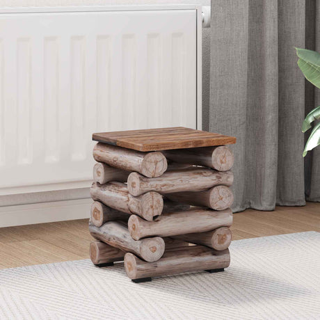 Vidaxl kruk naturel massief teakhout