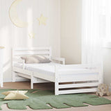 Vidaxl bedframe met uitbreidbaar matras met hoofdeinde wit 80 x 200 cm