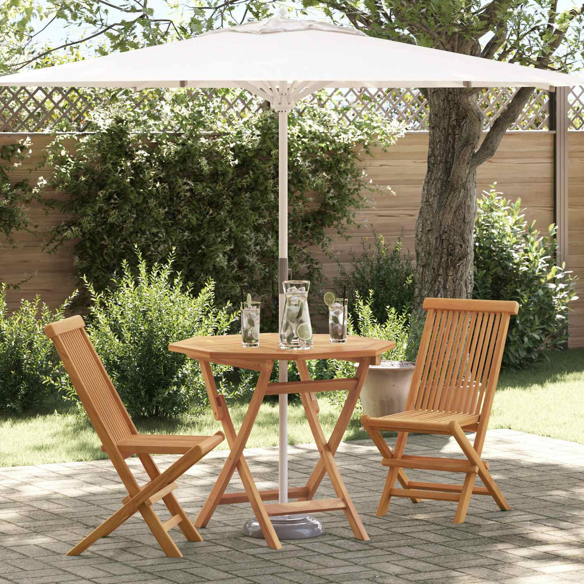Vidaxl tuin eettafelset 3 st bruin massief acaciahout