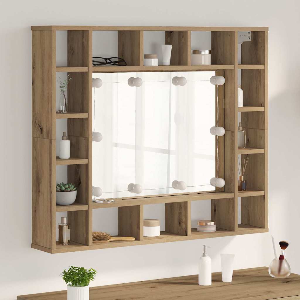 Vidaxl spiegelkast artisan eiken 91 x 15 x 76,5 cm bewerkt hout