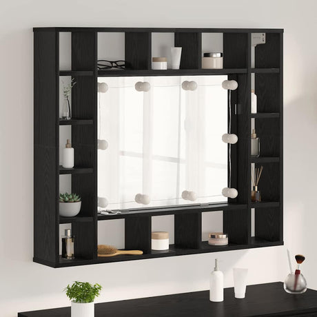 Vidaxl spiegelkast zwart eiken 91 x 15 x 76,5 cm bewerkt hout