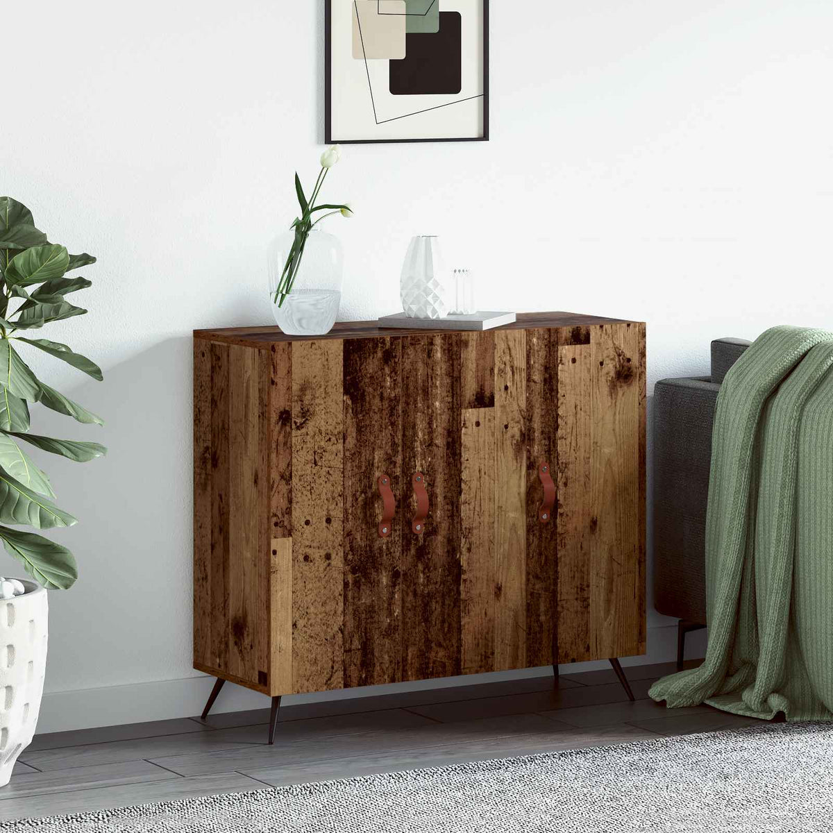 Vidaxl dressoir oudhout 89,5 x 34 x 80 cm bewerkt hout