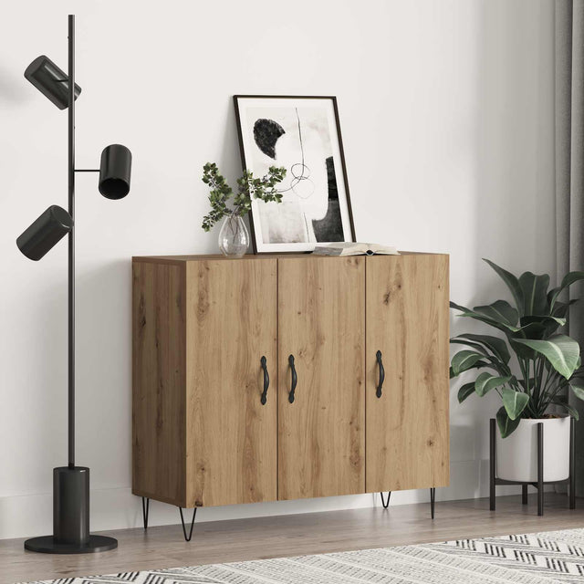 Vidaxl dressoir artisan eiken 90 x 32,5 x 80 cm bewerkt hout