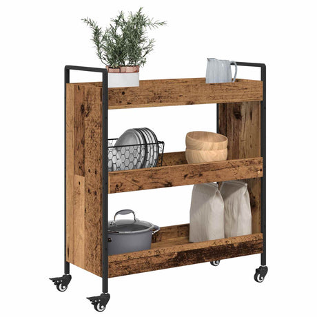 Vidaxl keuken trolley oudhout 70 x 30 x 82 cm bewerkt hout