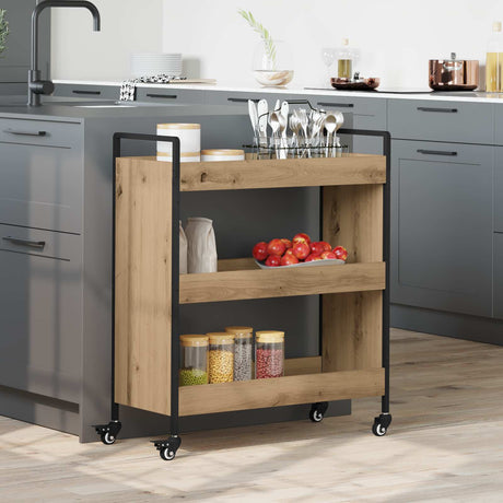 Vidaxl keuken trolley artisan eiken 70 x 30 x 82 cm bewerkt hout
