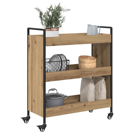 Vidaxl keuken trolley artisan eiken 70 x 30 x 82 cm bewerkt hout