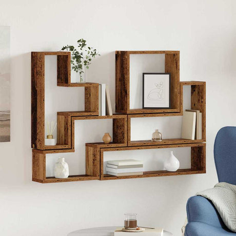 Vidaxl wandplank muurmontage oudhout 96 x 12 x 64 cm