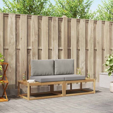 Vidaxl buiten bankenset 2 st wit en lichtgrijs polyester