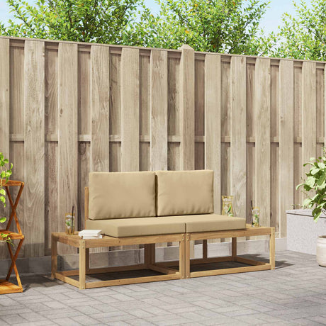 Vidaxl buiten bankenset 2 st wit en beige polyester