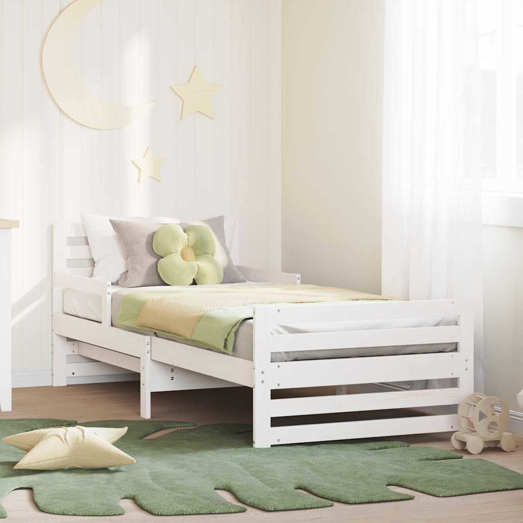 Vidaxl bedframe met hoofdeinde wit 80 x 200 cm bewerkt hout