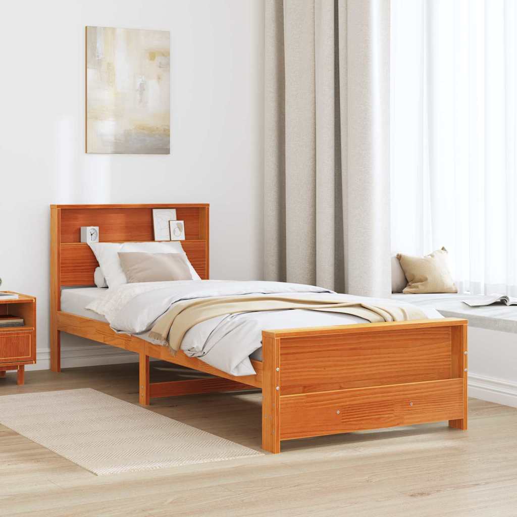 Vidaxl bedframe met plank wasbruin 80 x 200 cm massief grenenhout