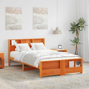 Vidaxl bedframe met plank wasbruin 120 x 190 cm massief grenenhout