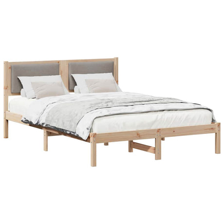 Vidaxl bedframe met hoofdeinde taupe 140 x 190 cm massief grenenhout