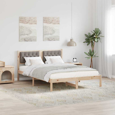 Vidaxl bedframe met hoofdeinde taupe 150 x 200 cm massief grenenhout
