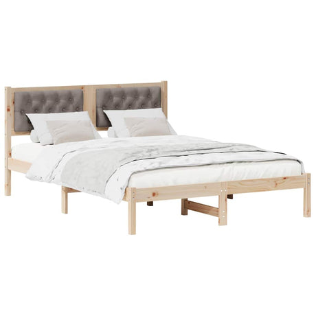 Vidaxl bedframe met hoofdeinde taupe 150 x 200 cm massief grenenhout