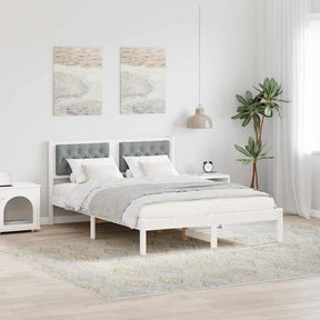 Vidaxl bedframe lichtgrijs 150 x 200 cm massief grenenhout