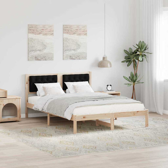 Vidaxl bedframe met hoofdeinde zwart 140 x 200 cm massief grenenhout
