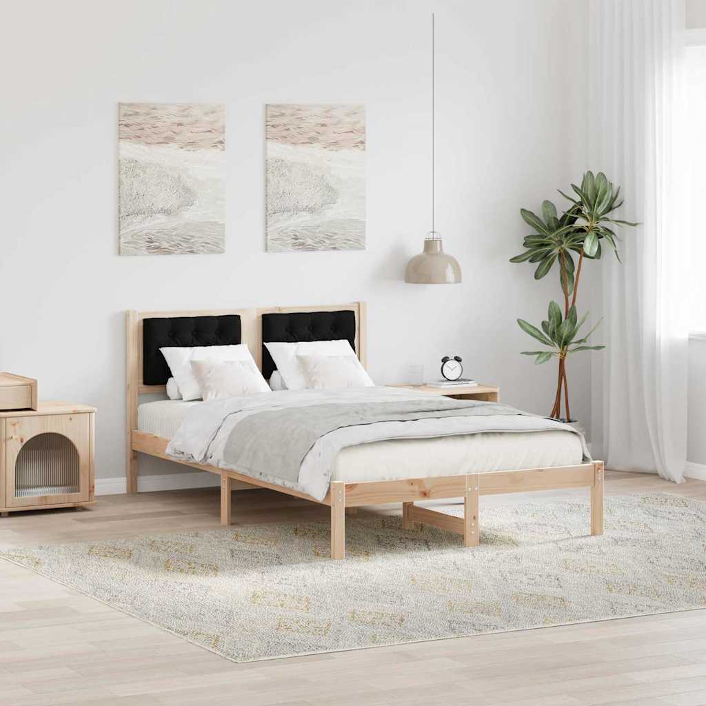 Vidaxl bedframe met hoofdeinde zwart 120 x 200 cm massief grenenhout