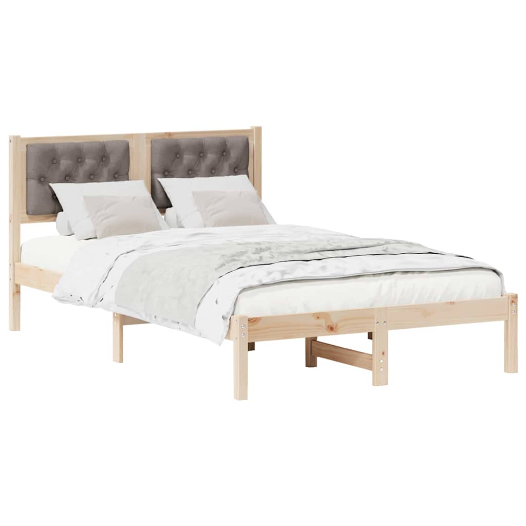 Vidaxl bedframe met hoofdeinde taupe 120 x 200 cm massief grenenhout