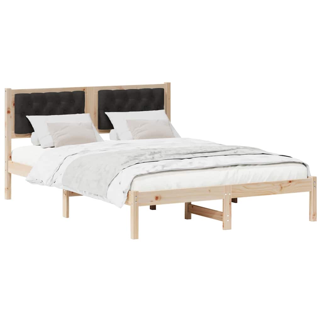 Vidaxl bedframe met hoofdeinde zwart 140 x 190 cm massief grenenhout