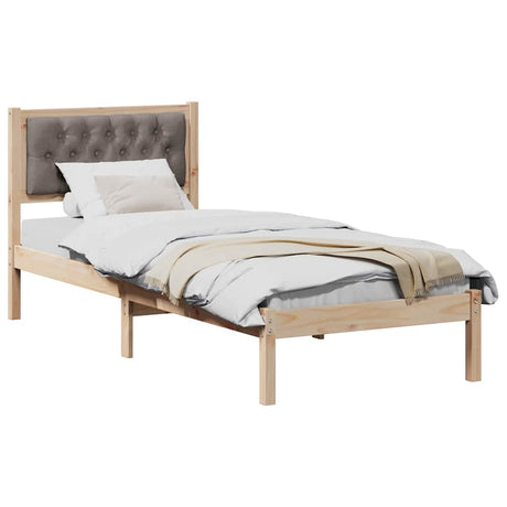 Vidaxl bedframe met hoofdeinde taupe 90 x 200 cm massief grenenhout