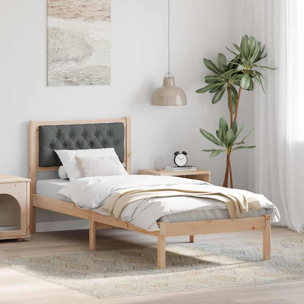 Vidaxl bedframe donkergrijs 75 x 190 cm massief grenenhout