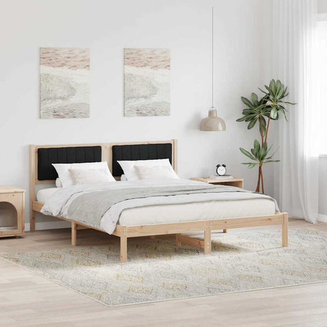 Vidaxl bedframe met gevoerd hoofdgedeelte zwart 150 x 200 cm