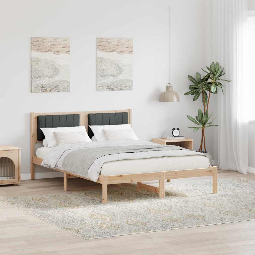 Vidaxl bedframe met gevoerd hoofdgedeelte donkergrijs 140 x 190 cm