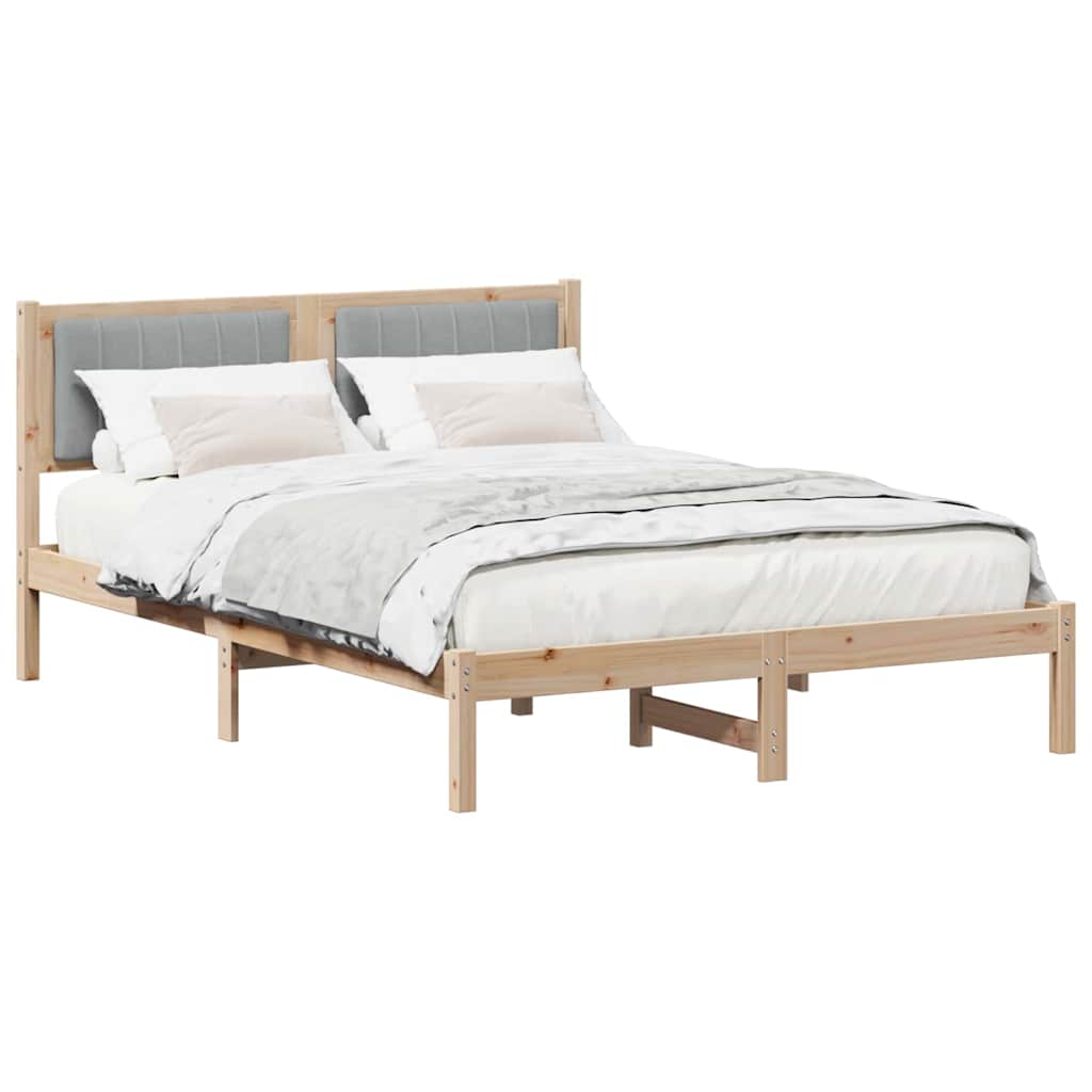 Vidaxl bedframe met gevoerd hoofdgedeelte lichtgrijs 135 x 190 cm