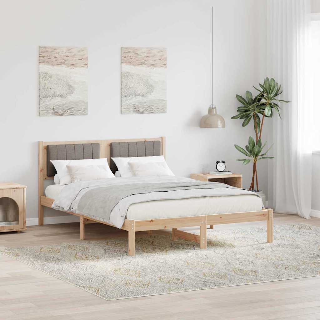 Vidaxl bedframe met gevoerd hoofdgedeelte taupe 135 x 190 cm