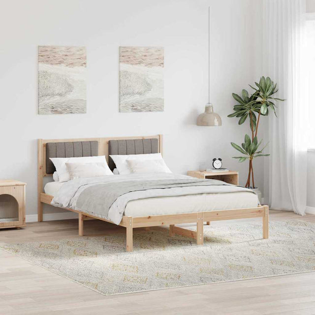 Vidaxl bedframe met gevoerd hoofdgedeelte taupe 135 x 190 cm