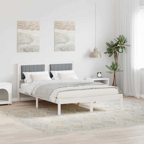 Vidaxl bedframe met gevoerd hoofdgedeelte lichtgrijs 135 x 190 cm