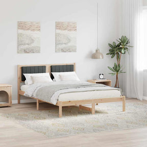 Vidaxl bedframe met gevoerd hoofdgedeelte donkergrijs 120 x 190 cm