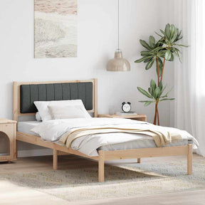 Vidaxl bedframe met gevoerd hoofdgedeelte donkergrijs 100 x 200 cm