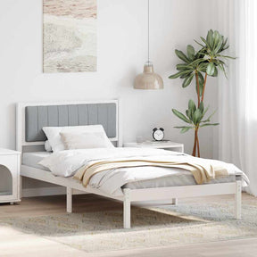 Vidaxl bedframe met gevoerd hoofdgedeelte lichtgrijs 100 x 200 cm